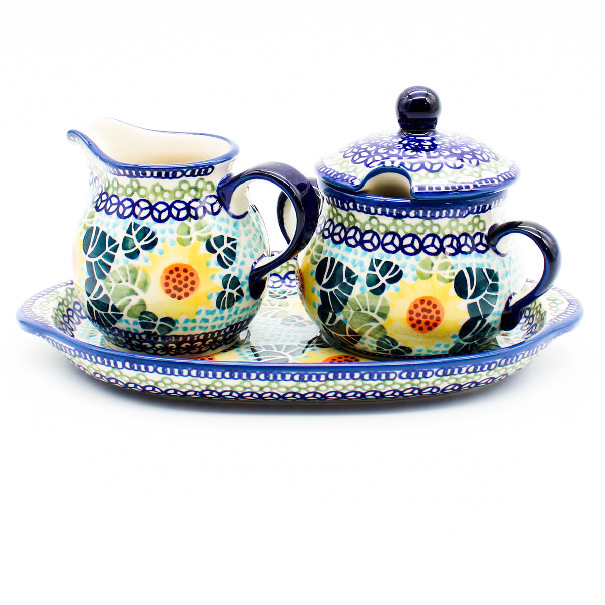 Creamer & Sugar Set w/Tray in Ukrainian Sunflower