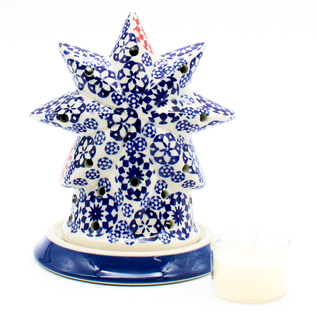 Star Tea Candle Holder in Red Snowflake