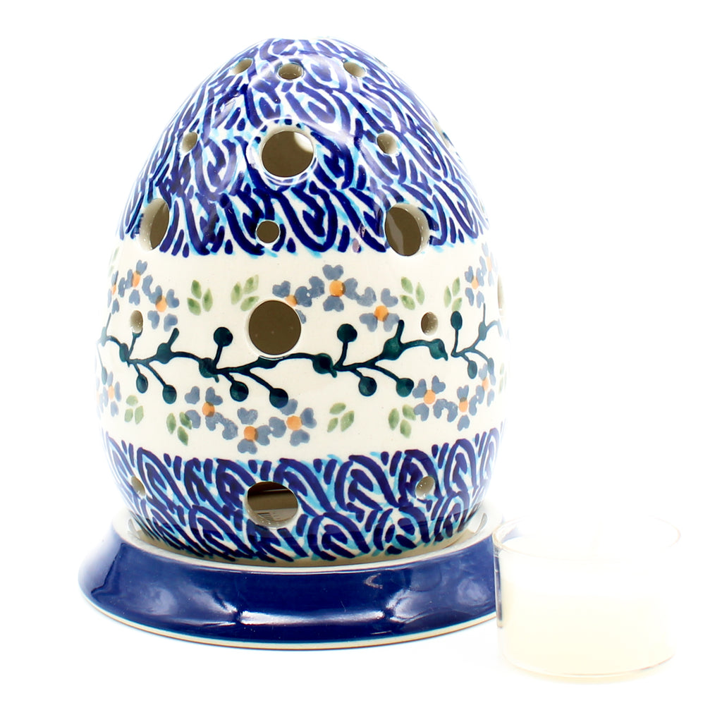 Easter Egg Tea Candle Holder in Blue Meadow