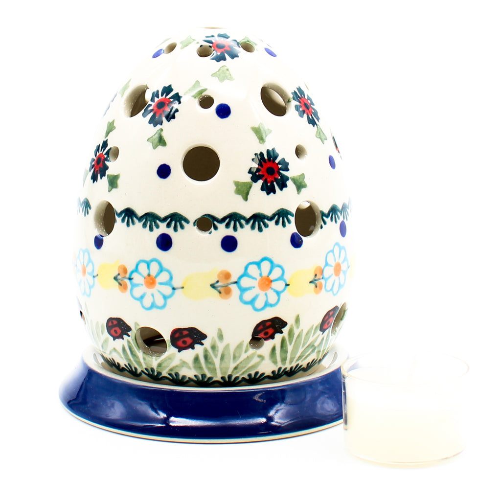 Easter Egg Tea Candle Holder in Ladybugs