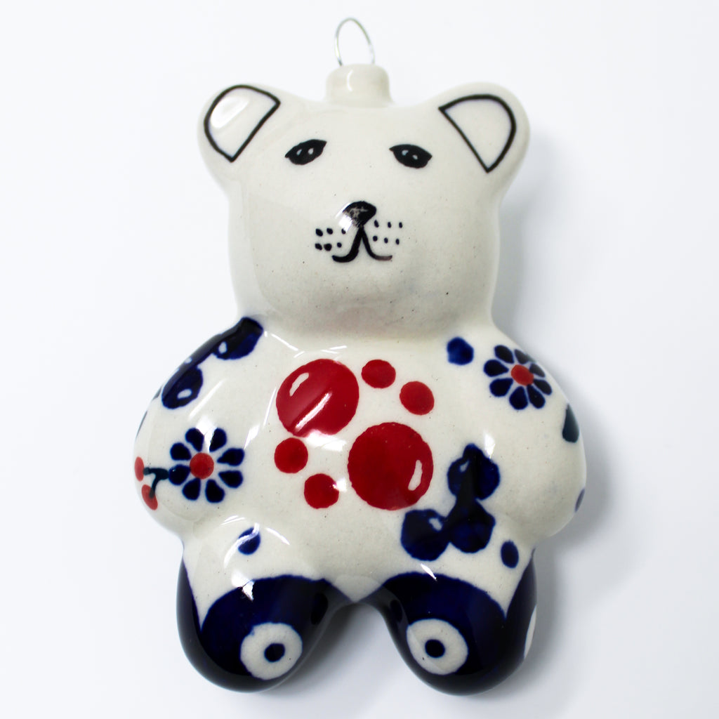 Teddy Bear-Ornament in Traditional Cherries