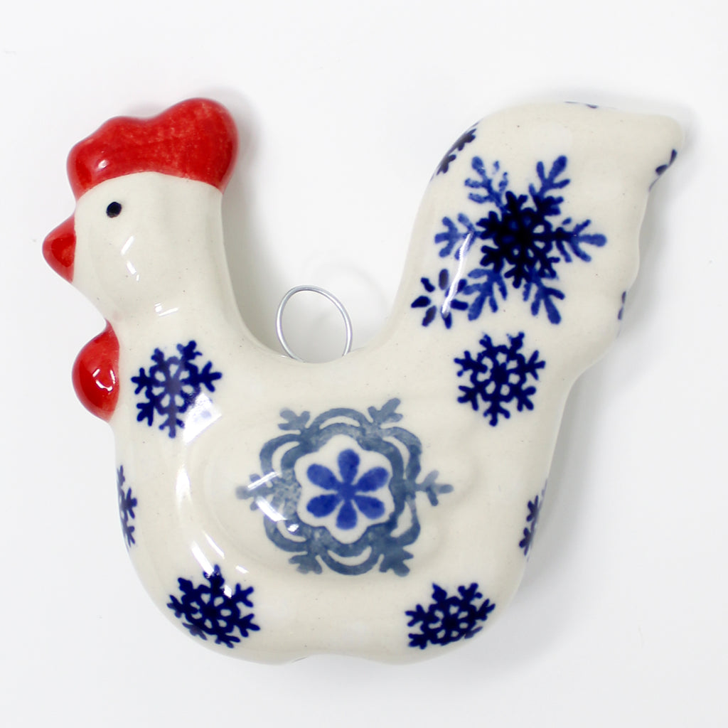 Rooster-Ornament in Blue Winter