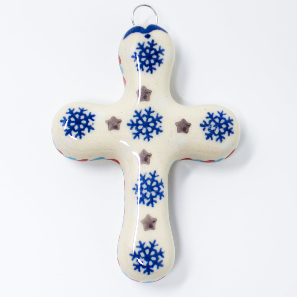 Cross-Ornament in Falling Snow