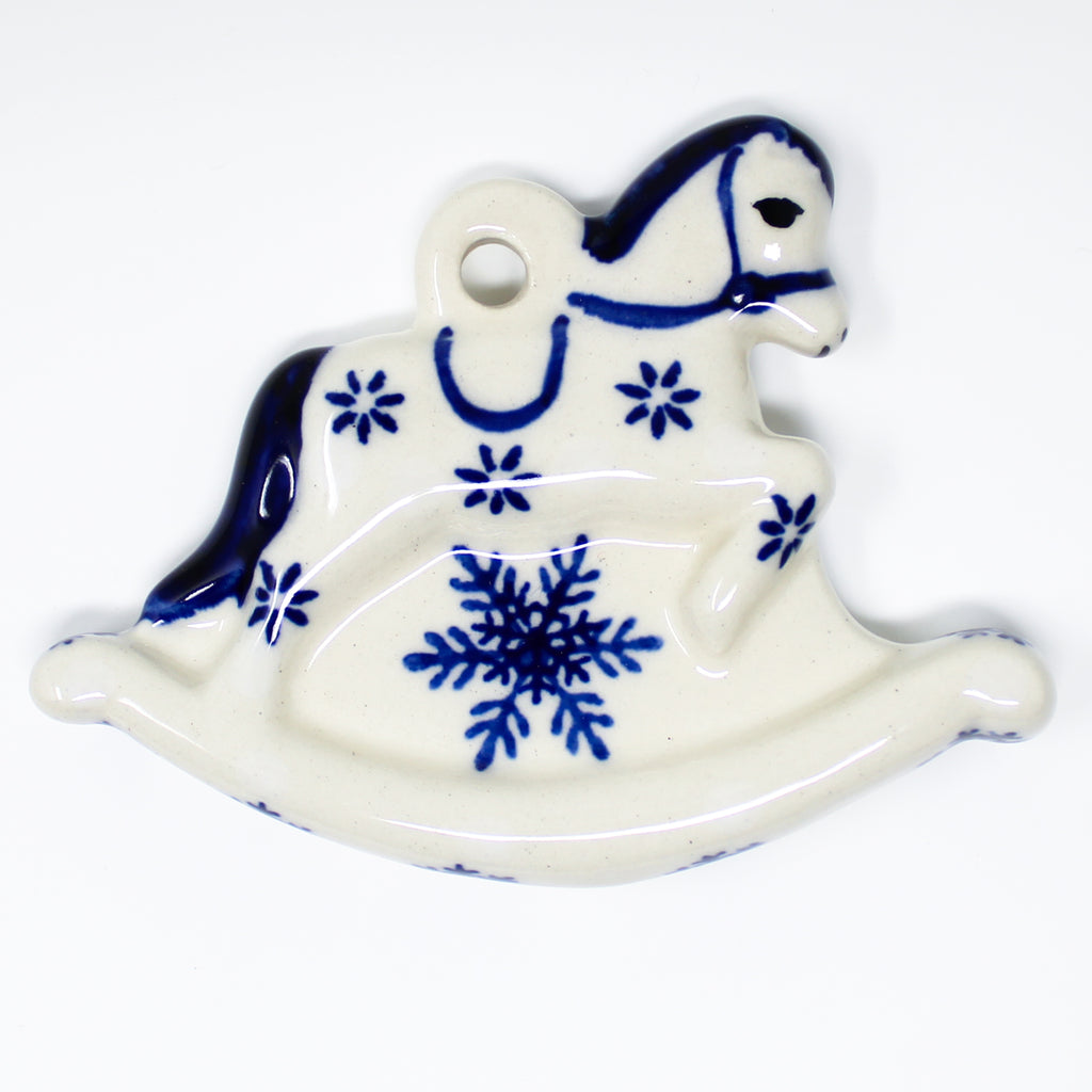 Rocking Horse-Ornament in Blue Winter