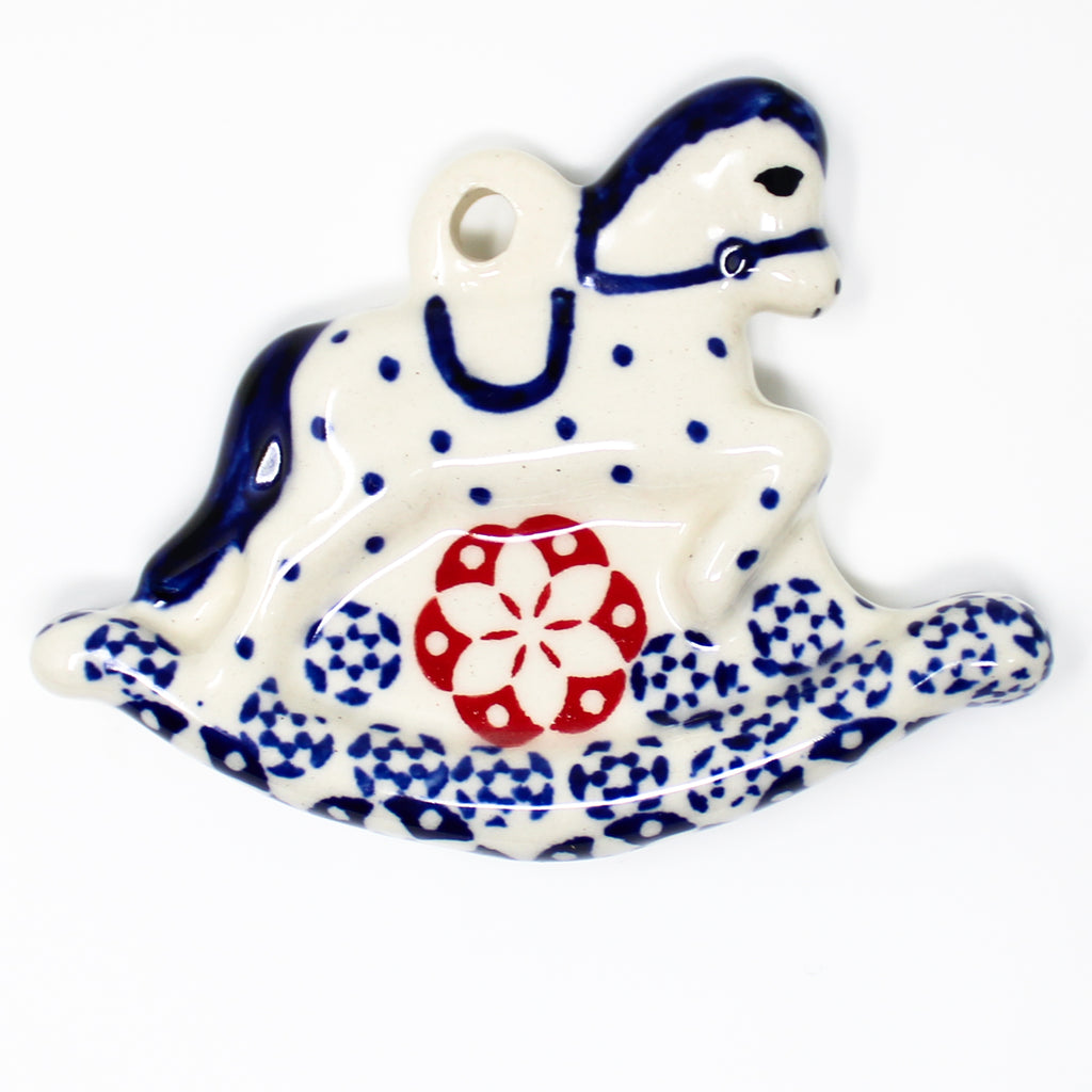 Rocking Horse-Ornament in Red Snowflake