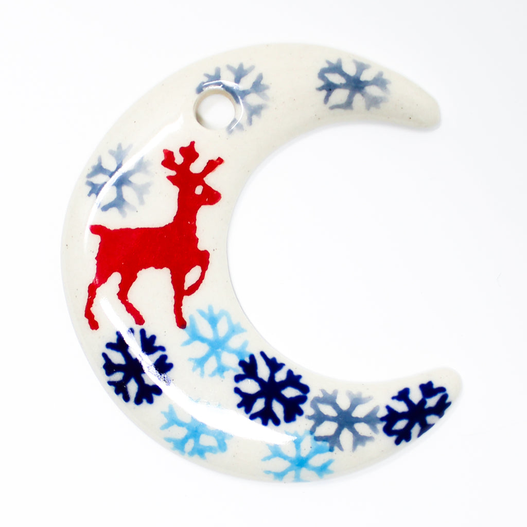 Moon-Ornament in Winter Reindeer