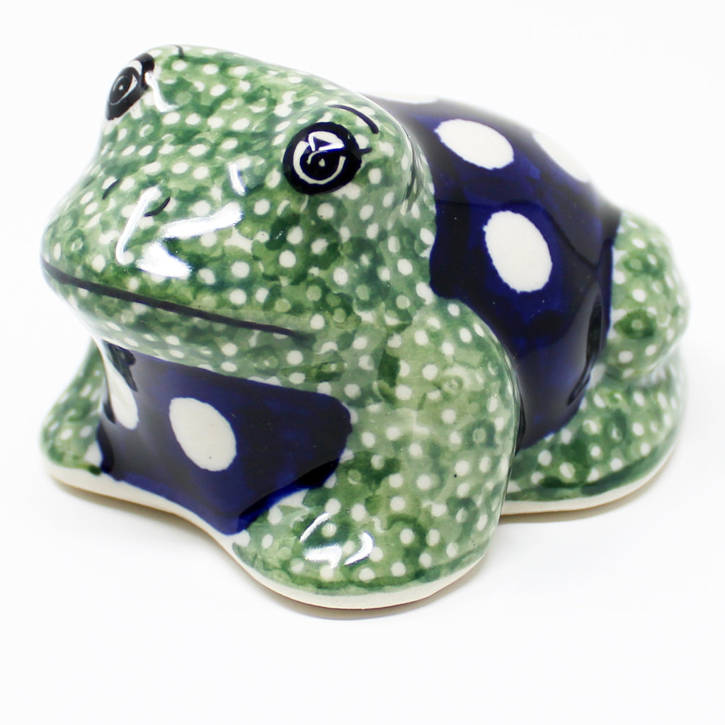 Sm Garden Frog-Miniature in White-Polka Dot