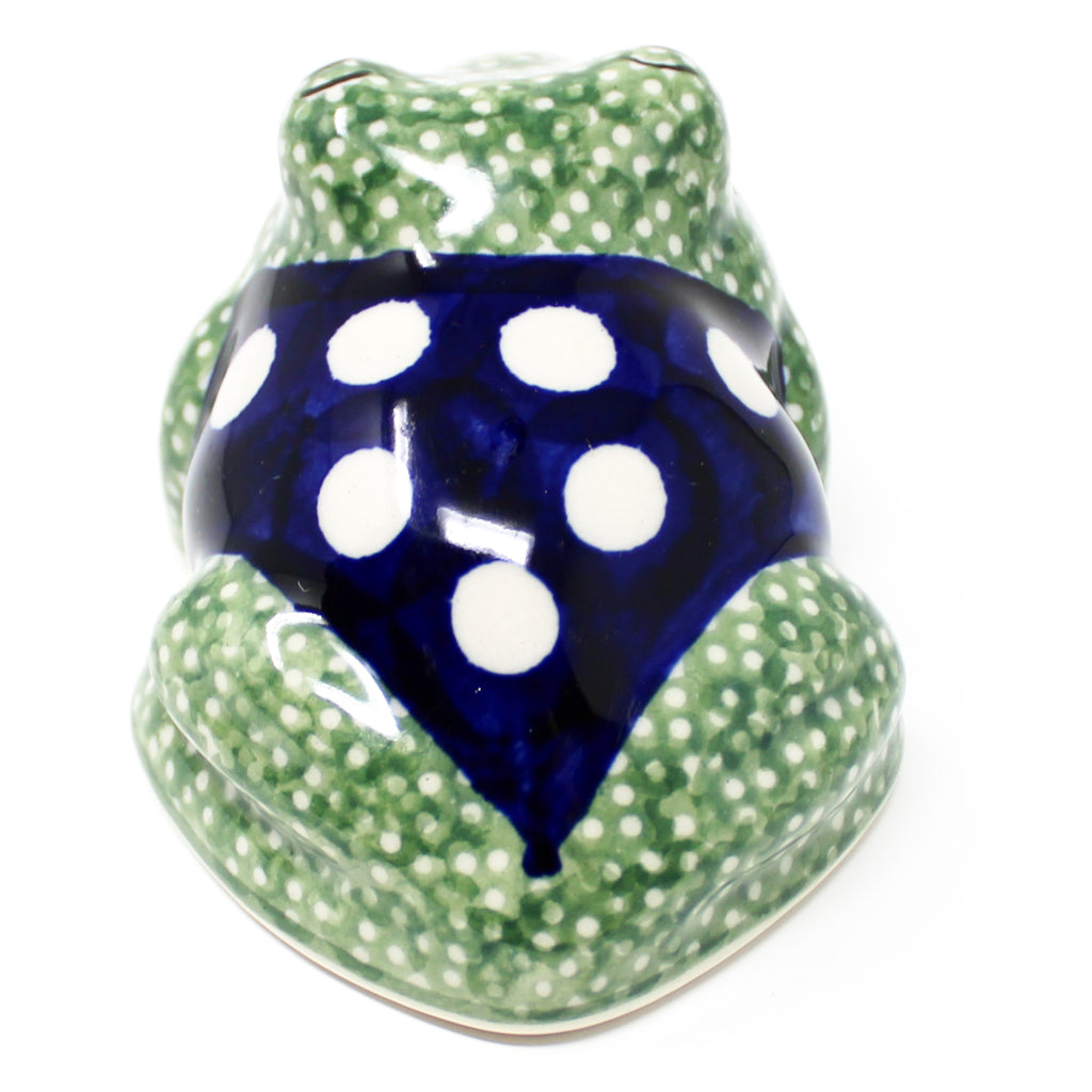 Sm Garden Frog-Miniature in White-Polka Dot