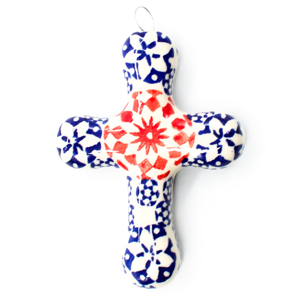 Cross-Ornament in Red Snowflake