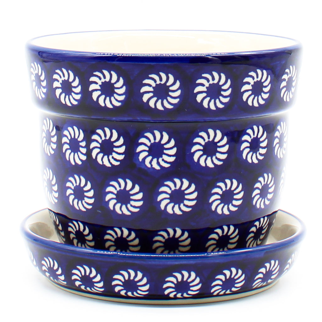 Sm Flower Pot w/Plate in Pinwheels