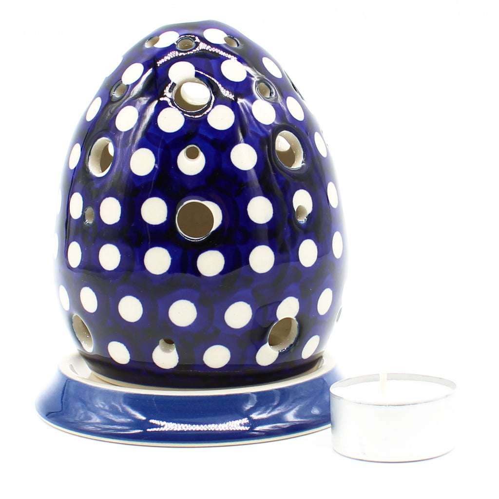 Easter Egg Tea Candle Holder in White Polka-Dot
