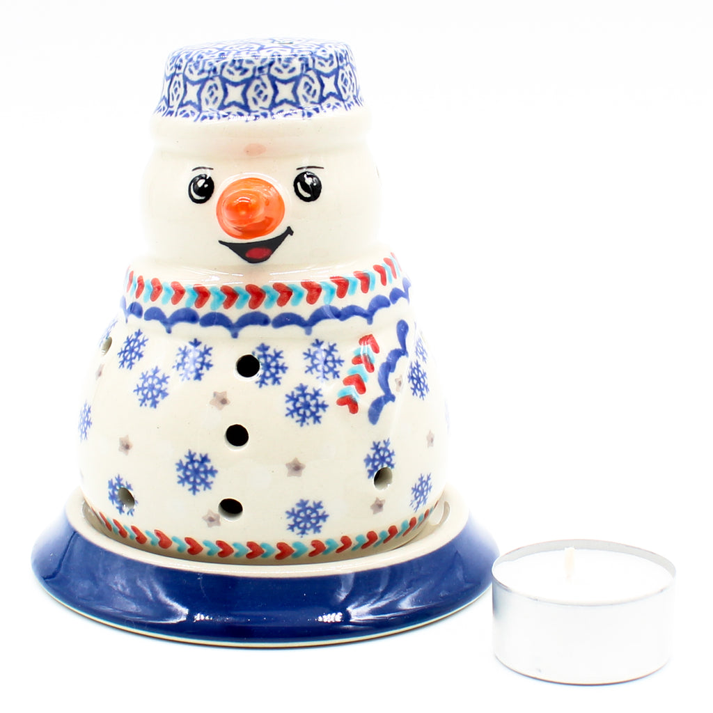Snowman Tea Candle Holder in Falling Snow