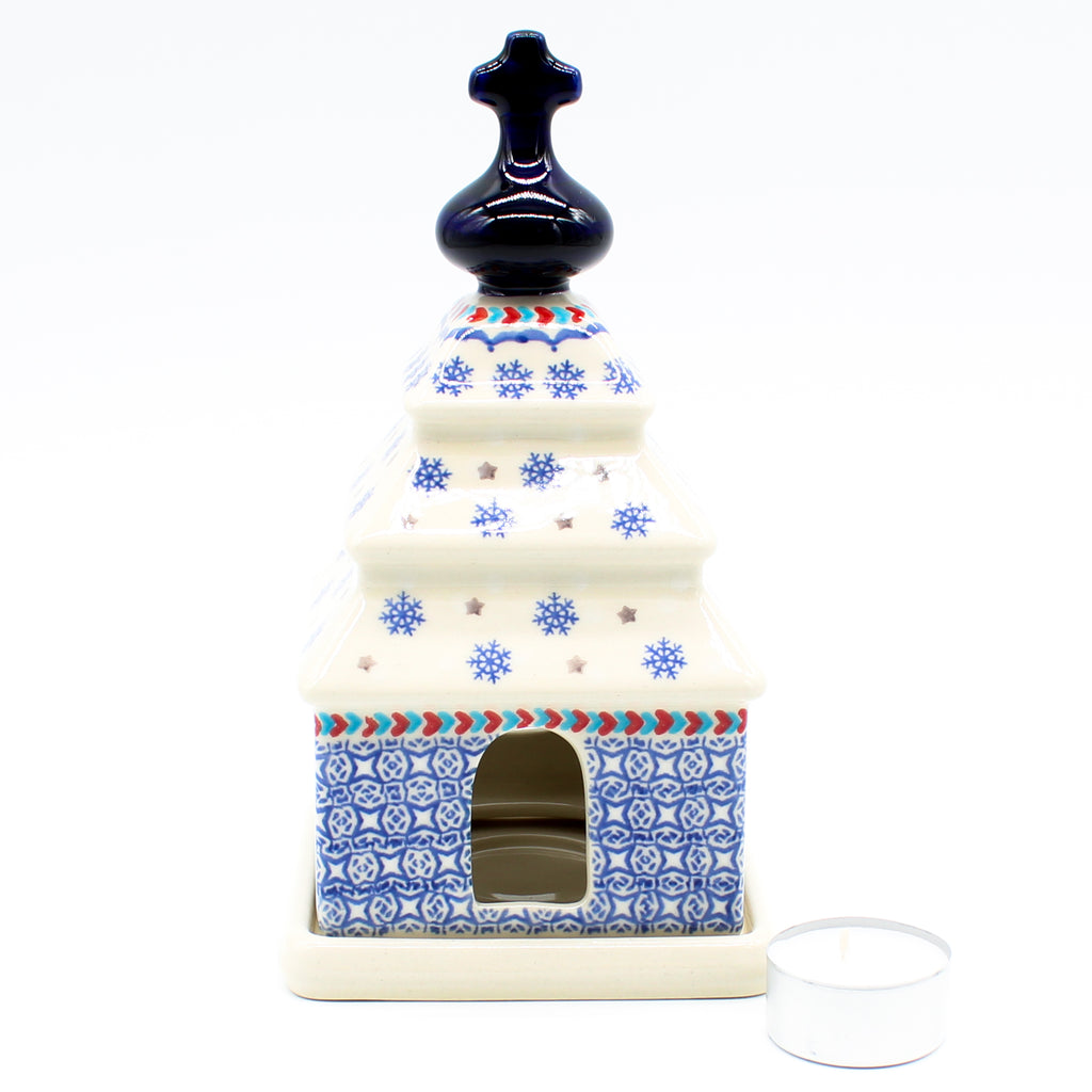 Church Tea Candle Holder in Falling Snow
