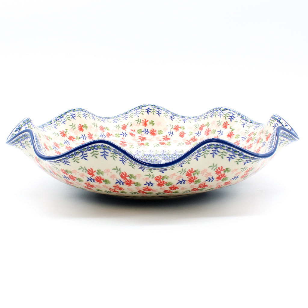 Fluted Pasta Bowl in Coral Thistle