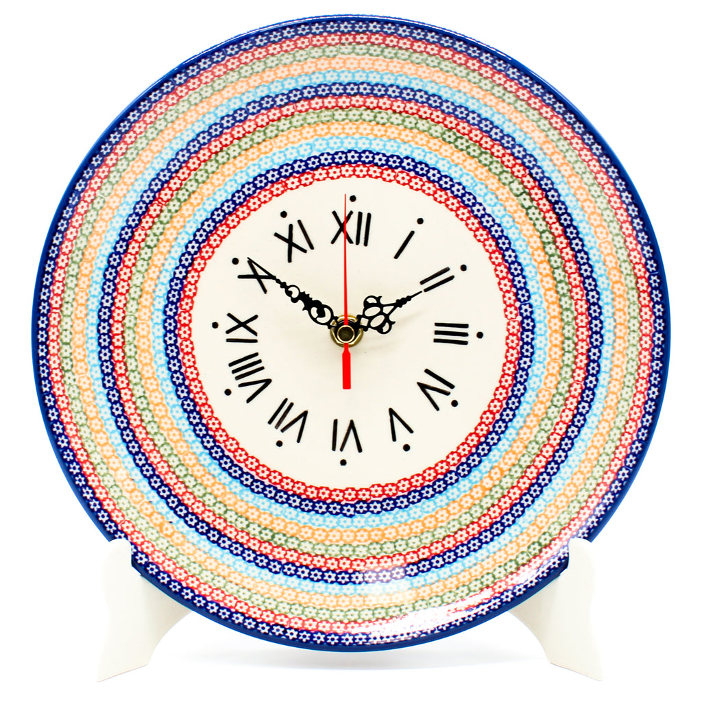 Plate Wall Clock in Multi-Colored Flowers