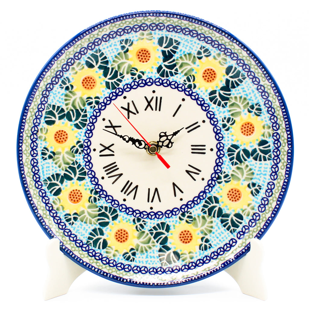 Plate Wall Clock in Ukrainian Sunflower