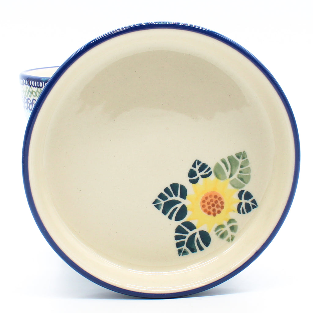 Md Flower Pot w/Plate in Ukrainian Sunflower