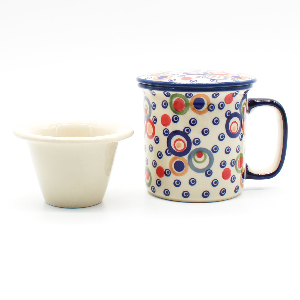 Straight Cup w/Infuser & Cover 12 oz in Modern Circles