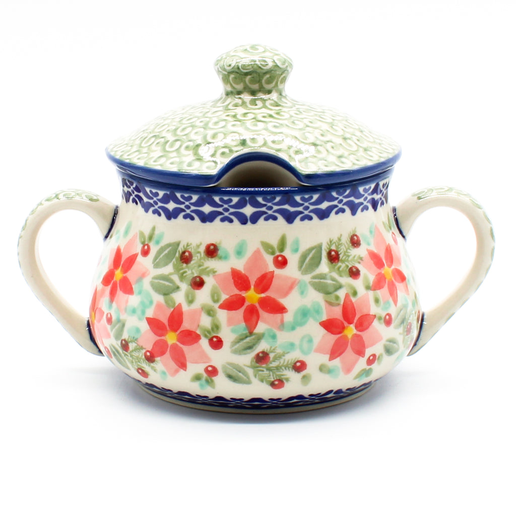 Family Style Sugar Bowl 14 oz in Poinsettia