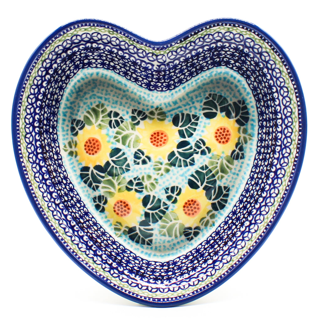 Lg Hanging Heart Dish in Ukrainian Sunflower