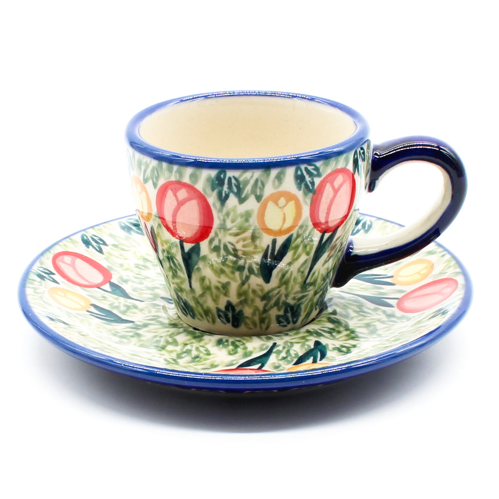 Espresso Cup w/Saucer 2 oz in Pink Tulips