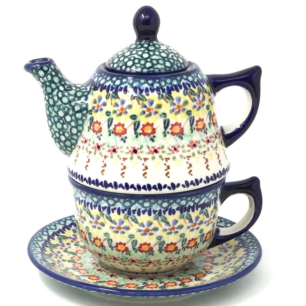 Teapot w/Cup & Saucer in Country Fall