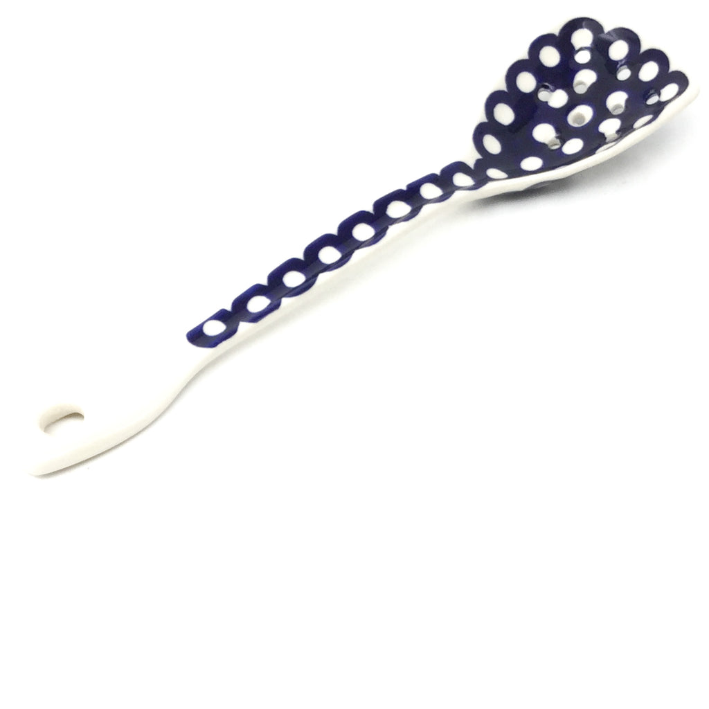 Colander Spoon 12" in White Polka-Dot