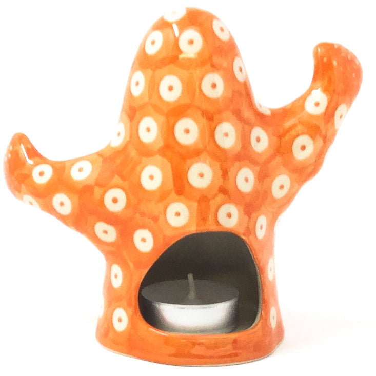 Ghost Tea Candle Holder in Orange Tradition