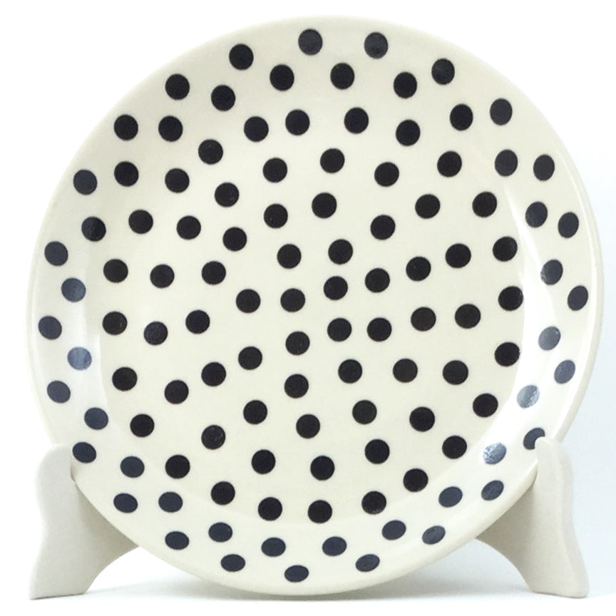 Luncheon Plate in Black Polka-Dot