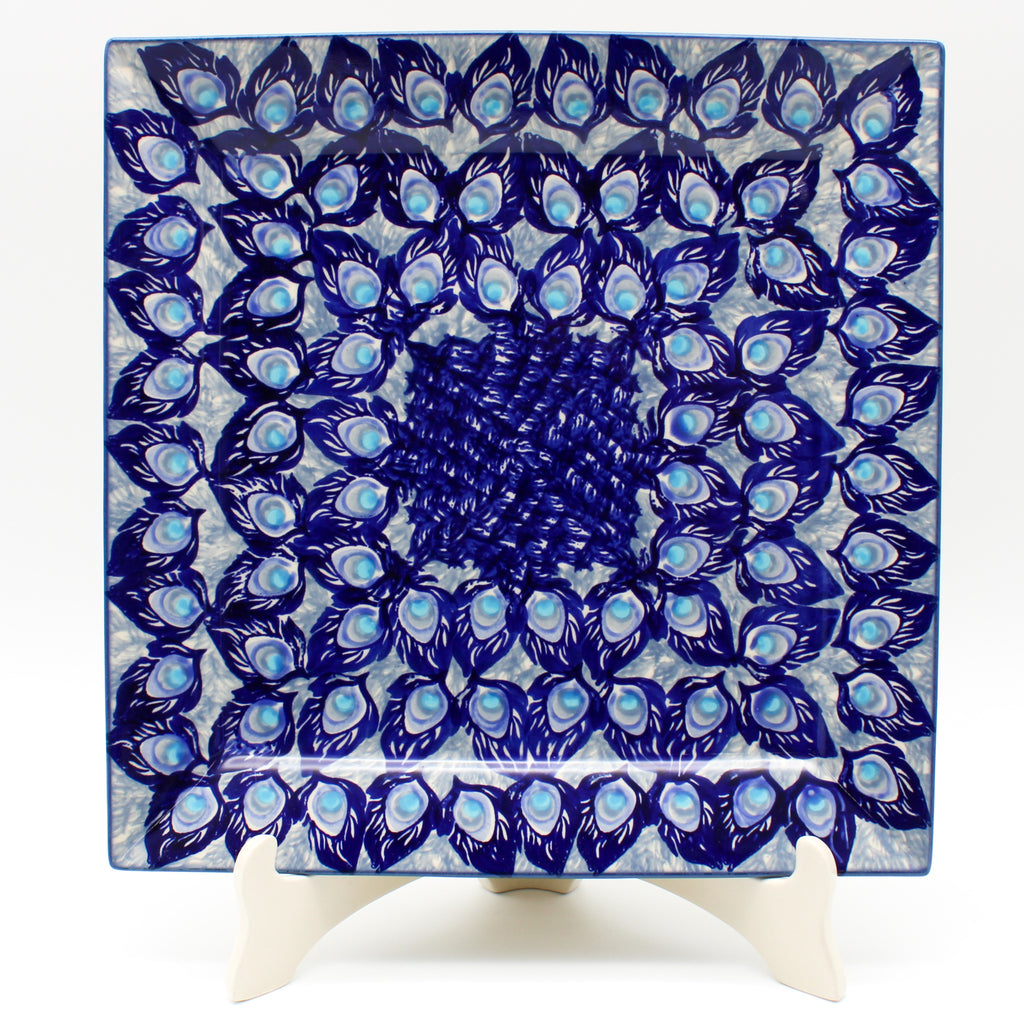 Square Platter in Peacock Glory