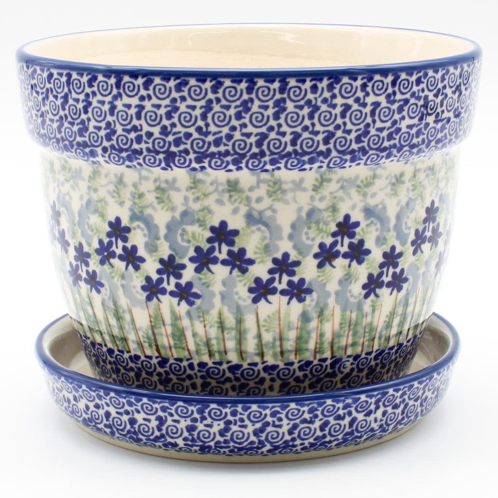 Md Flower Pot w/Plate in Alpine Blue