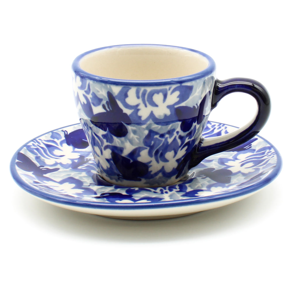 Espresso Cup w/Saucer 2 oz in Blue Butterfly