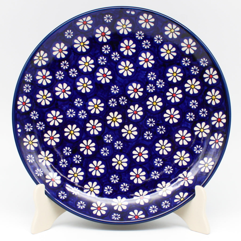 Dinner Plate 10" in Flowers on Blue