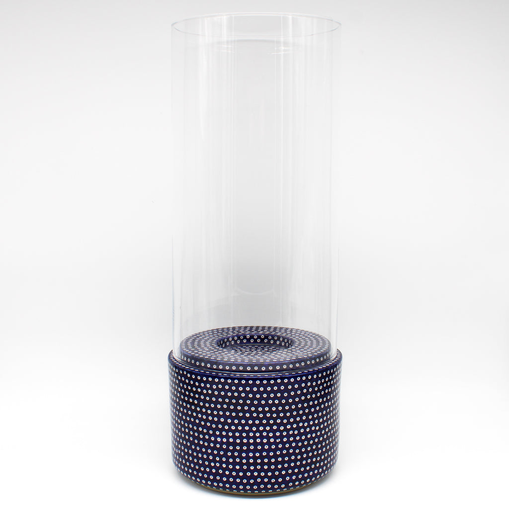 Lg Glass Candle Holder in Blue Elegance