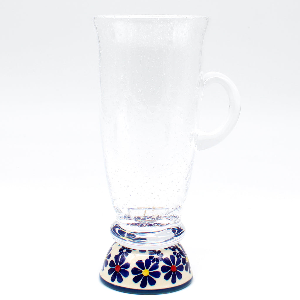 Latte/Irish Coffee Glass in Flowers on White