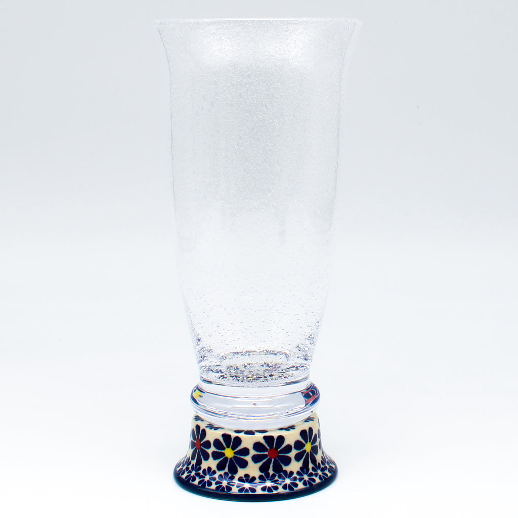 Beer Glass in Flowers on White