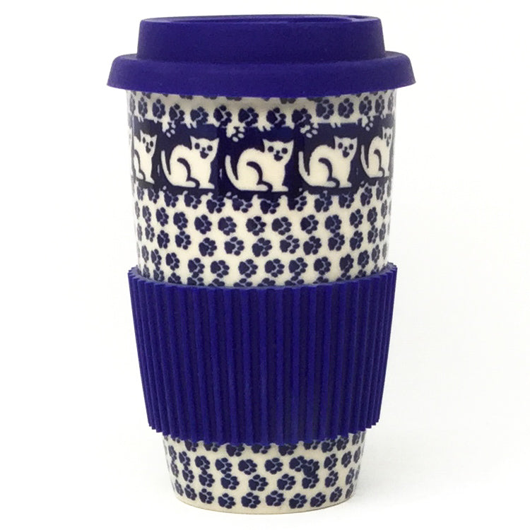 Travel Cup 14 oz in Blue Cats
