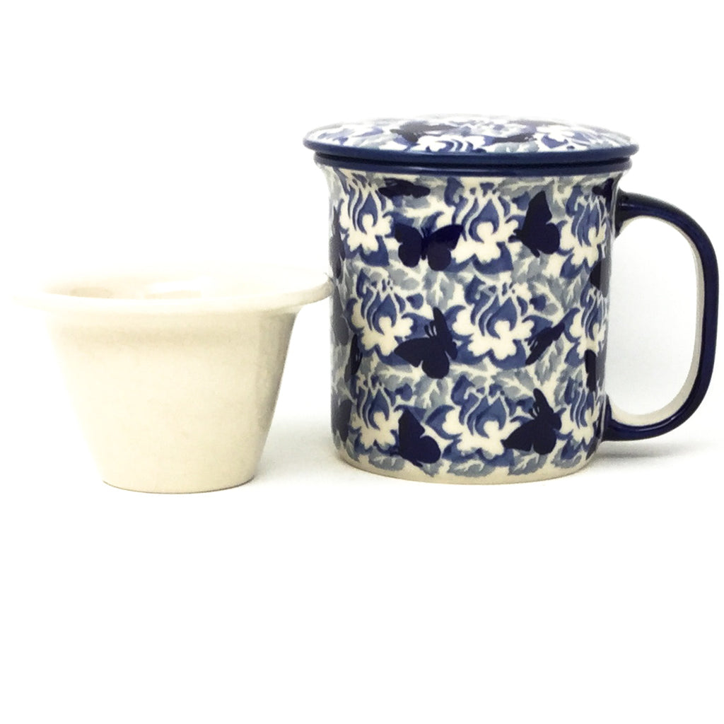 Straight Cup w/Infuser & Cover 12 oz in Blue Butterfly