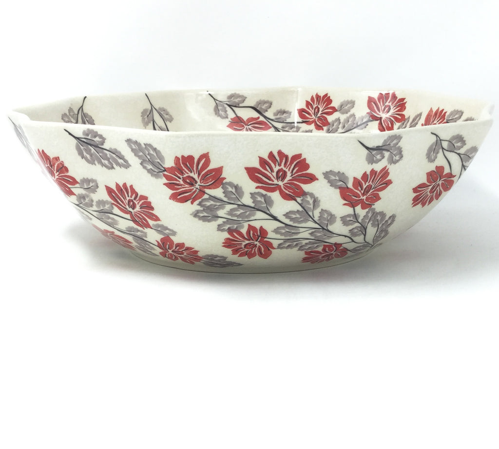 Lg New Kitchen Bowl in Red & Gray