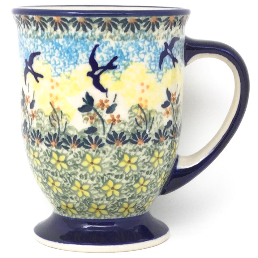 16 oz pedestal coffee mug Pedestal Cup 12 oz in Blue Elegance – Janelle Imports