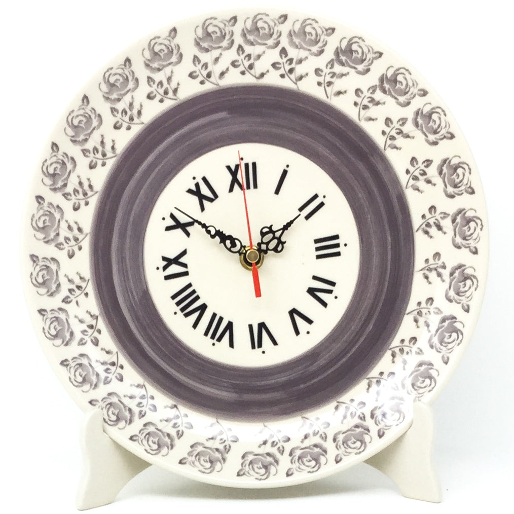 Plate Wall Clock in Gray Rose