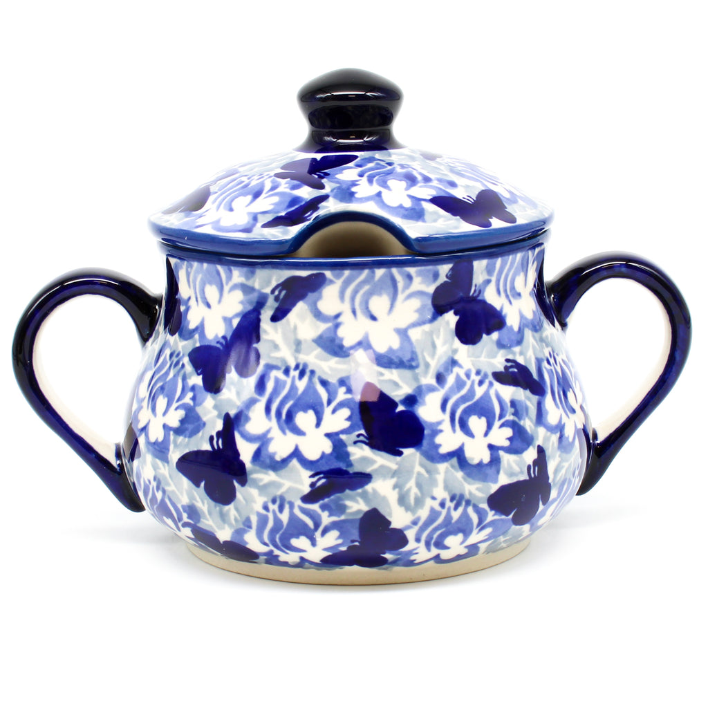 Family Style Sugar Bowl 14 oz in Blue Butterfly