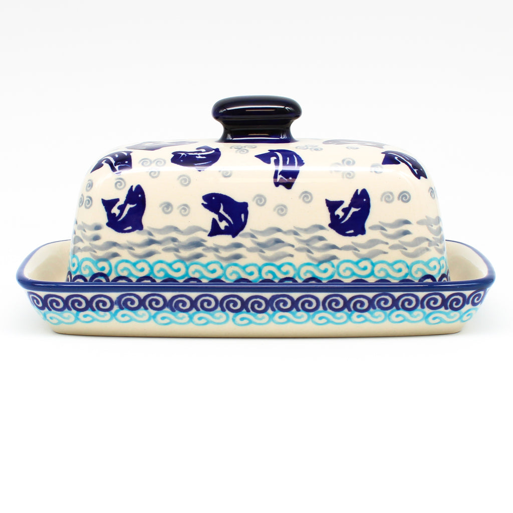 Butter Dish in Blue Fish