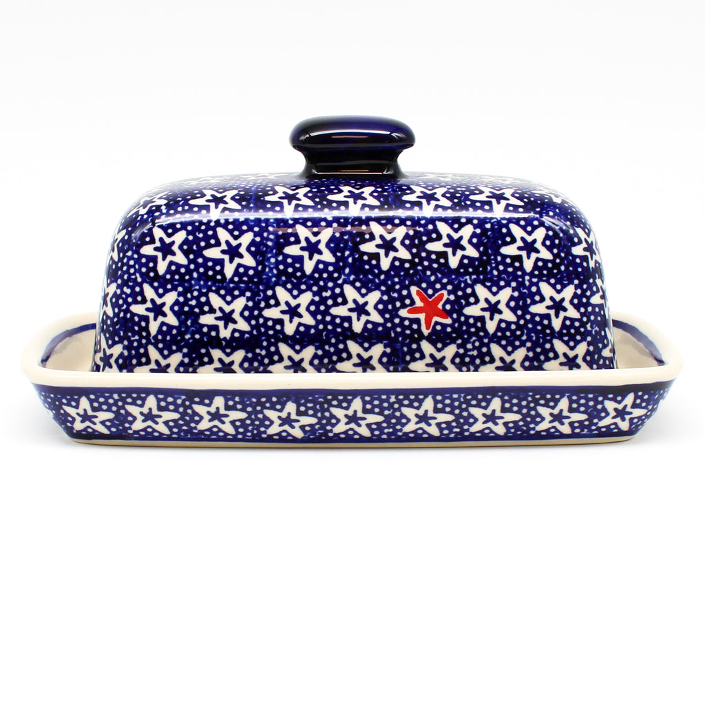 Butter Dish in Red Starfish