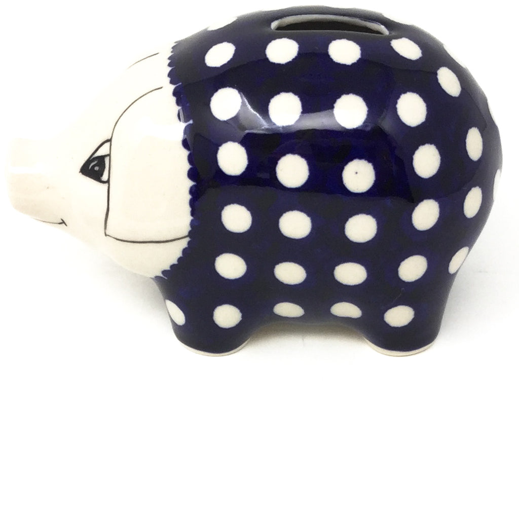 Piggy Bank-Miniature in White Polka-Dot