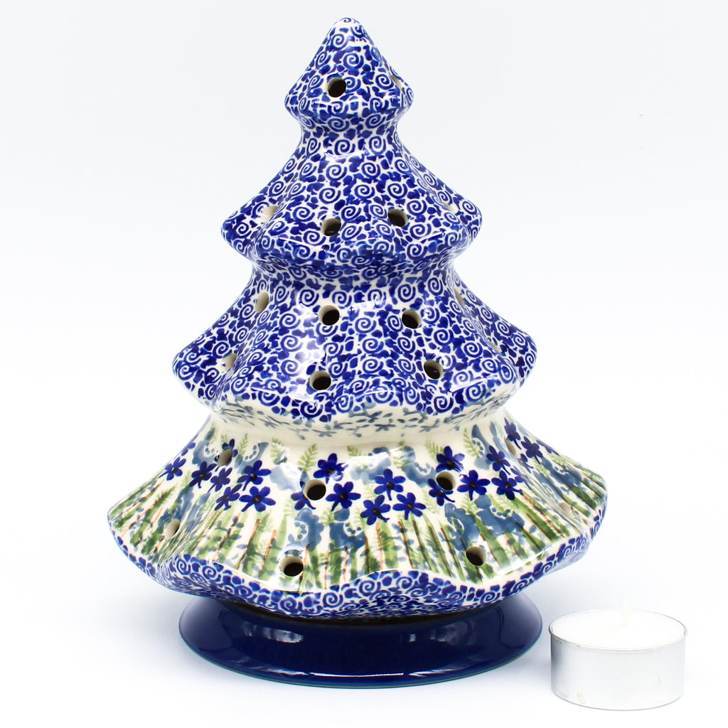 Tree Tea Candle Holder in Alpine Blue