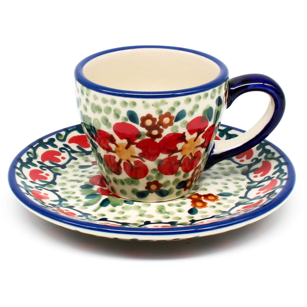 Espresso Cup w/Saucer 2 oz in Red Poppies