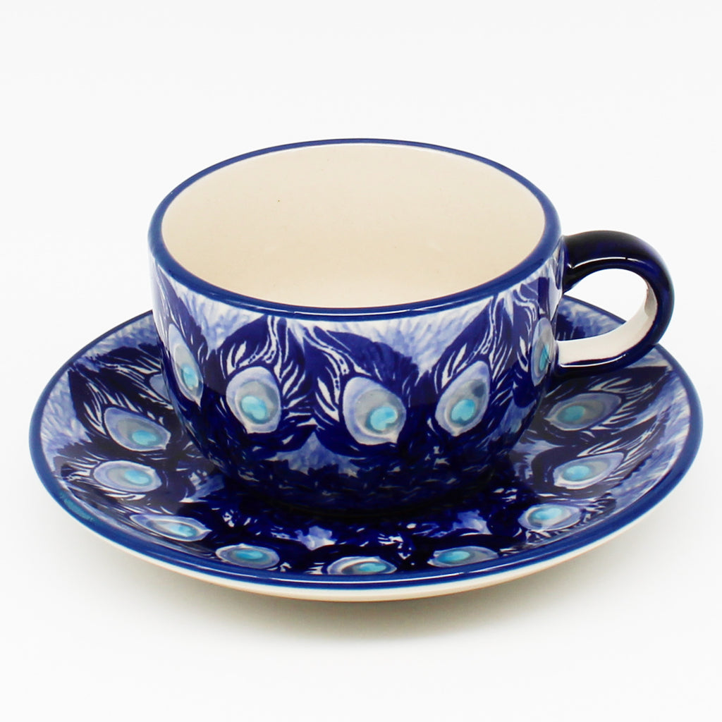 Cappuccino Cup w/Saucer 6.5 oz in Peacock Glory