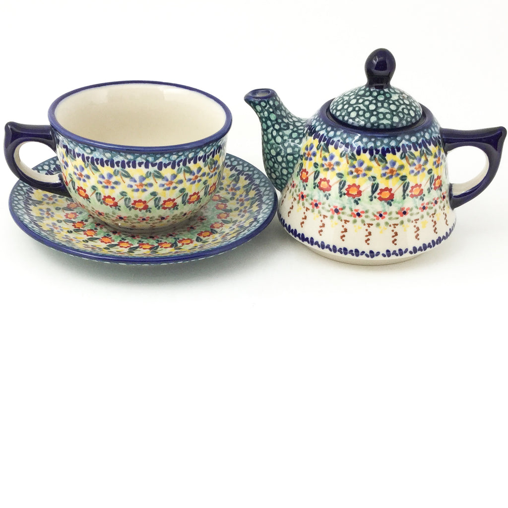 Teapot w/Cup & Saucer in Country Fall