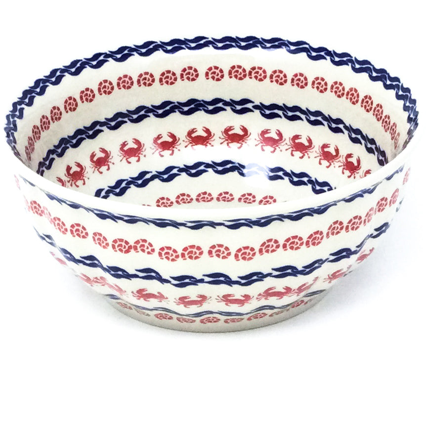 Scalloped Bowl 64 oz in Red Crab